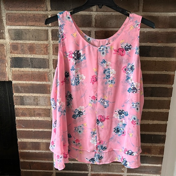 Lane Bryant Tops - Women’s Plus Size Lane Bryant, Pink Floral, Chiffon Tank, Size 24